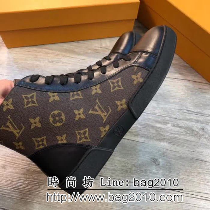 路易威登LV 專櫃新款原版牛皮配老花高幫男士休閒鞋 8FX2223